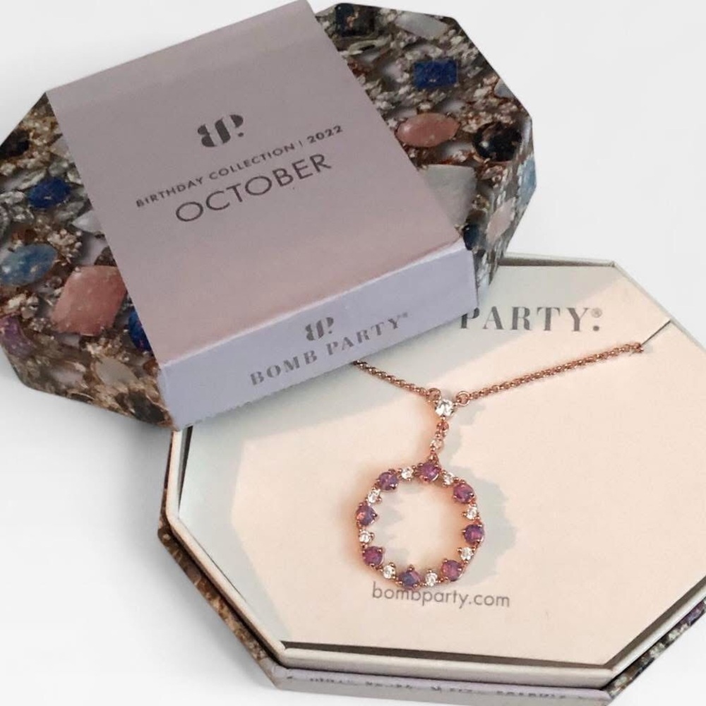 NIB Bomb Party Birthday Collection Oct. 2022 Lilac Opal Necklace